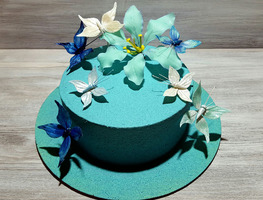 Торт Голубые цветочки